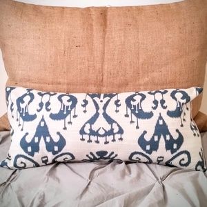 Blue & Cream Ikat Print Reversible Pillow Cover
